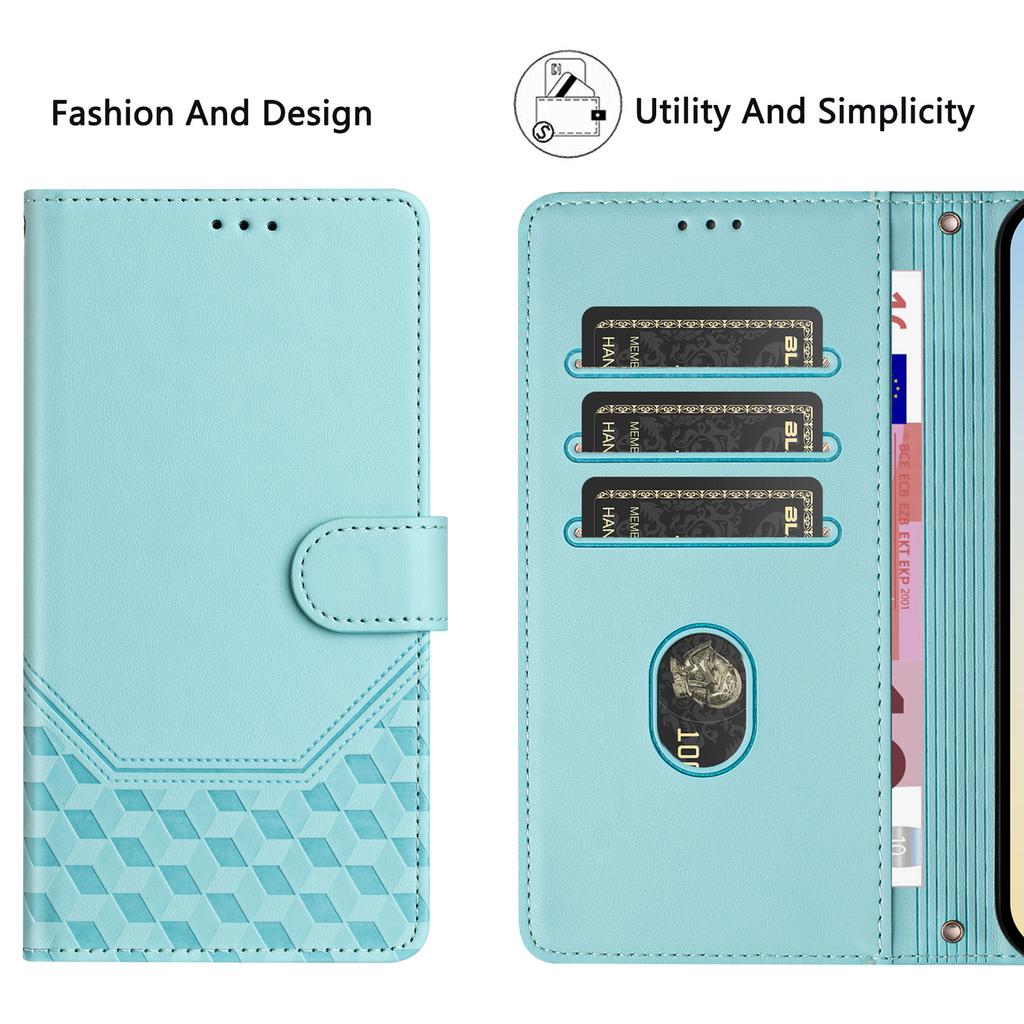 For Realme P3 Pro 5G Case Imprinted Honeycomb RFID Blocking Leather Phone Cover with Strap