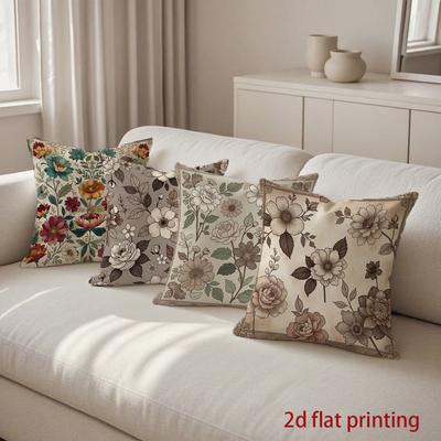 2D Floral Patterned Throw Pillow Covers For Home Pattern Cushion Cover Suitable For Sofa Bedroom Car Pillow Cover