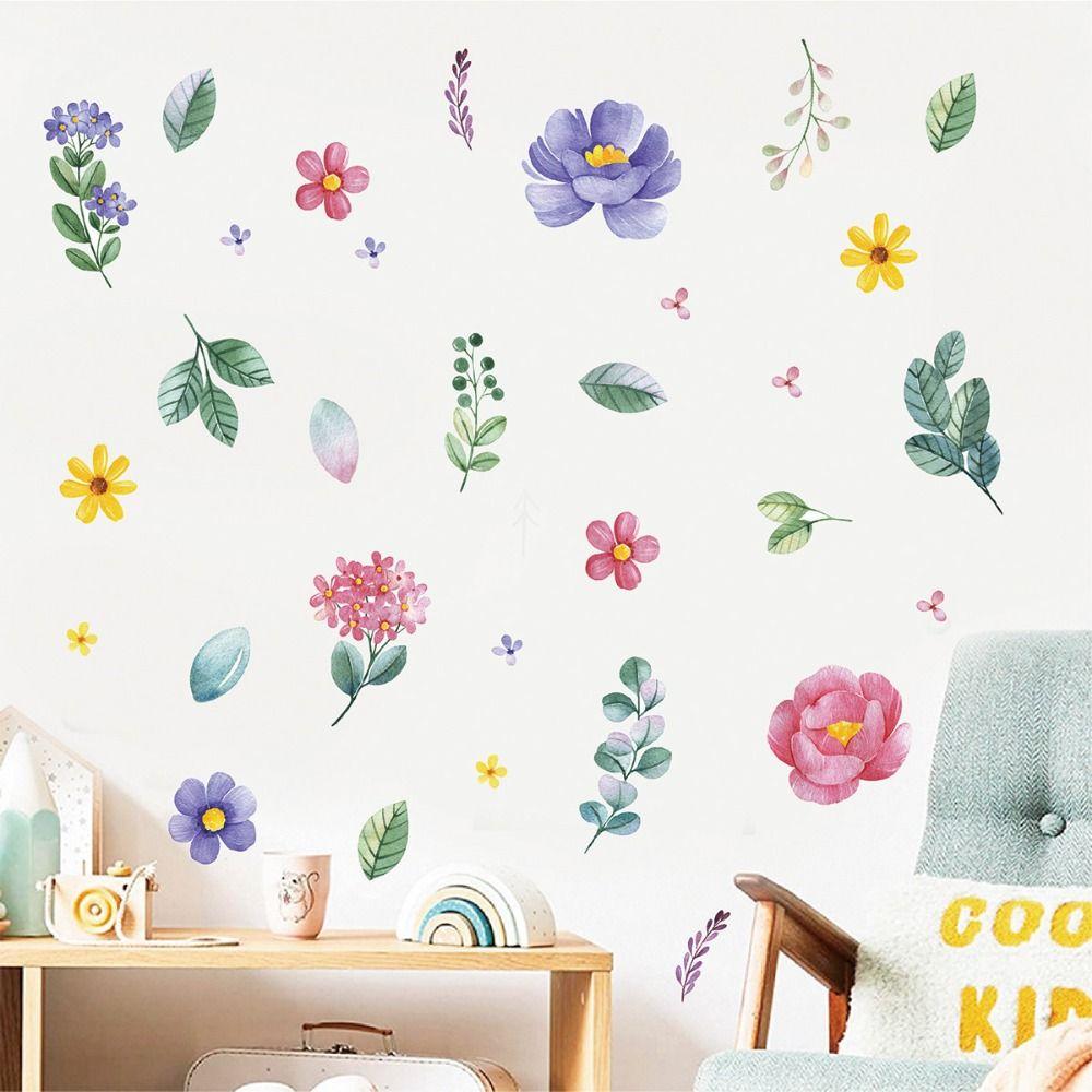 Watercolor Flowers Wall Stickers DIY Murals New Decorative Decals  Home Decoration