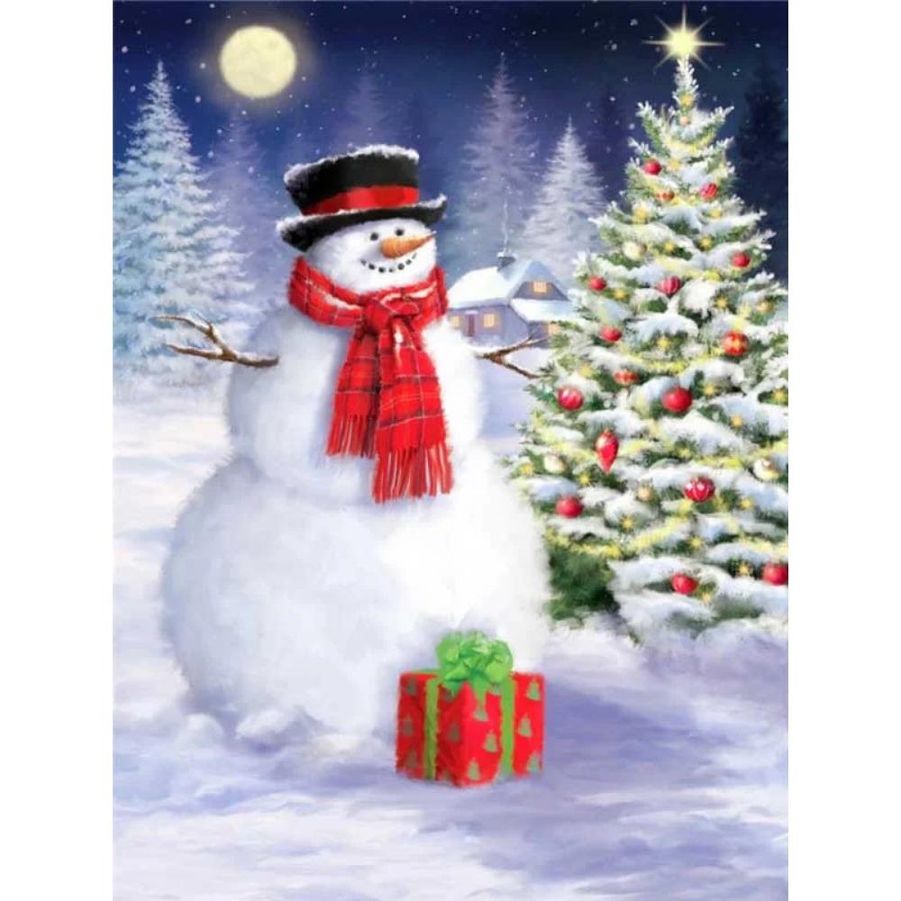 Elmas Boyama Sanatı Tam Matkap Kardan Adam Elmas Boyama El Yapımı Karlı Gün Diy Elmas Mozaik Resim Ev Dekorasyon Noel Hediyesi