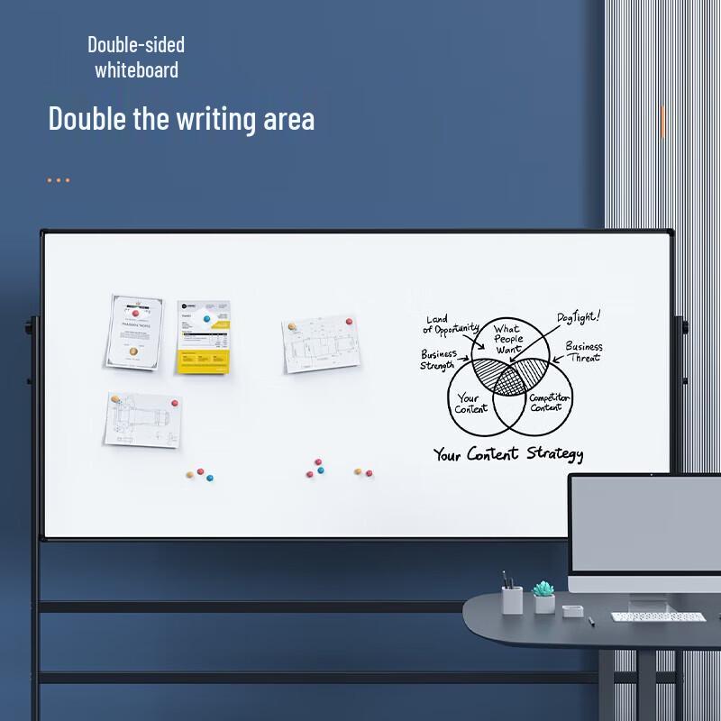Deli 120x240cm Magnetic Double-Sided Mobile Whiteboard