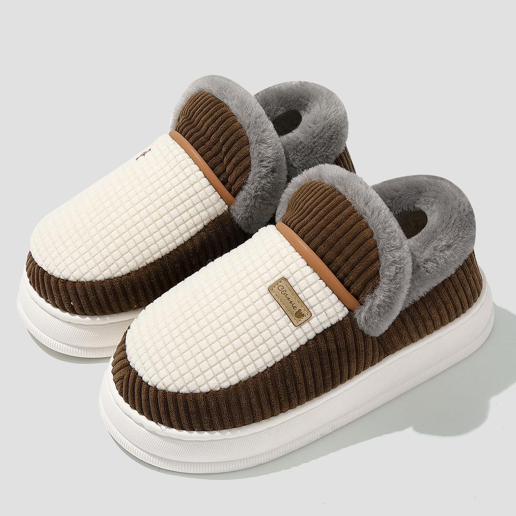 Cotton slippers new autumn and winter indoor home warmth plush non-slip thick-soled cotton shoes outer wear