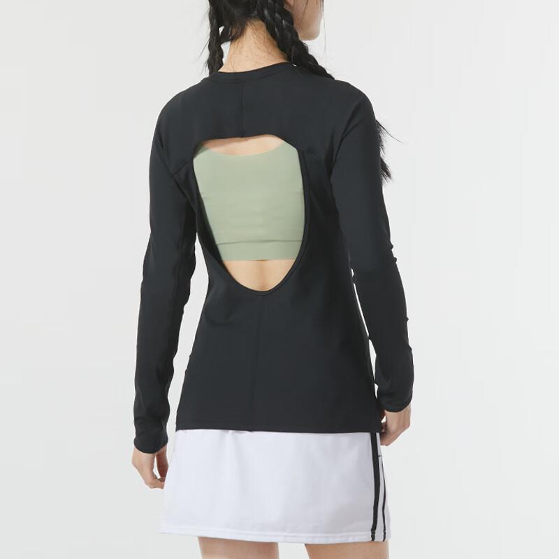 Nike Solid Color Round Neck Casual Breathable Long Sleeve T-Shirt Women Tops Black FN5114-010