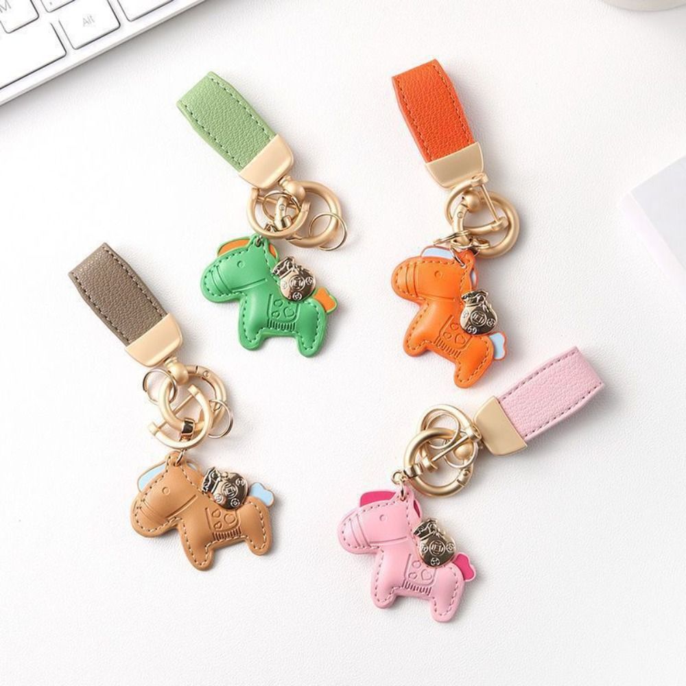 Cartoon Horse Pendant Year of Horse Zodiac Pony Bag Hanging Horse Car Keychain  Year of The Horse