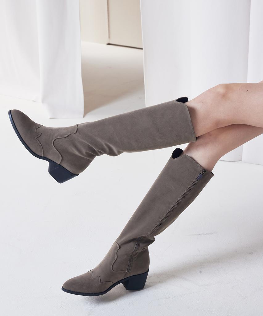 Cesti Suede Western Long Boots (Khaki)
