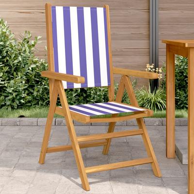 Vidaxl Garden Chairs, 2 Pcs, Blue-White, Acacia Wood and Fabric