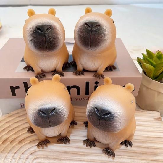 2/4/6Pcs Capybara Squeeze Toy Stress Anxiety Relief Sitting Capybara Toy Portable Kids Teens Adults TPR Animal Sensory Soft Stress Ball Fidget Toy