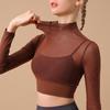 High-Value Mesh Yoga Suit with Chest Pads for Women – Two-Piece Fitness Top for Autumn/Winter Running and Training