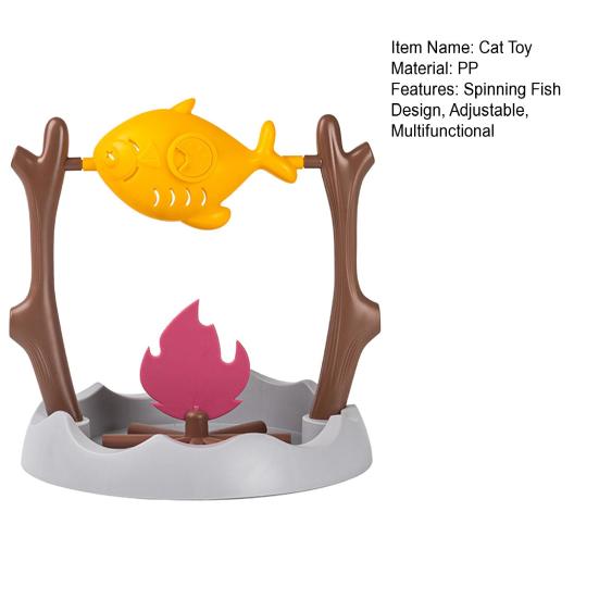 Drehender Fisch Katzenleckerli-Spender Interaktives Gegrillter Fisch über Lagerfeuer Katzenspielzeug Spaß Langsamfresser Enrichment-Spielzeug für Wohnungskatzen Spieltraining