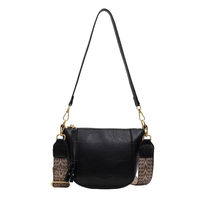 

Широкий плечевой ремень ретро сумка-ведро маленькая женская новая модная подмышечная универсальная сумка для поездок на работу на одном плече через плечо чёрный