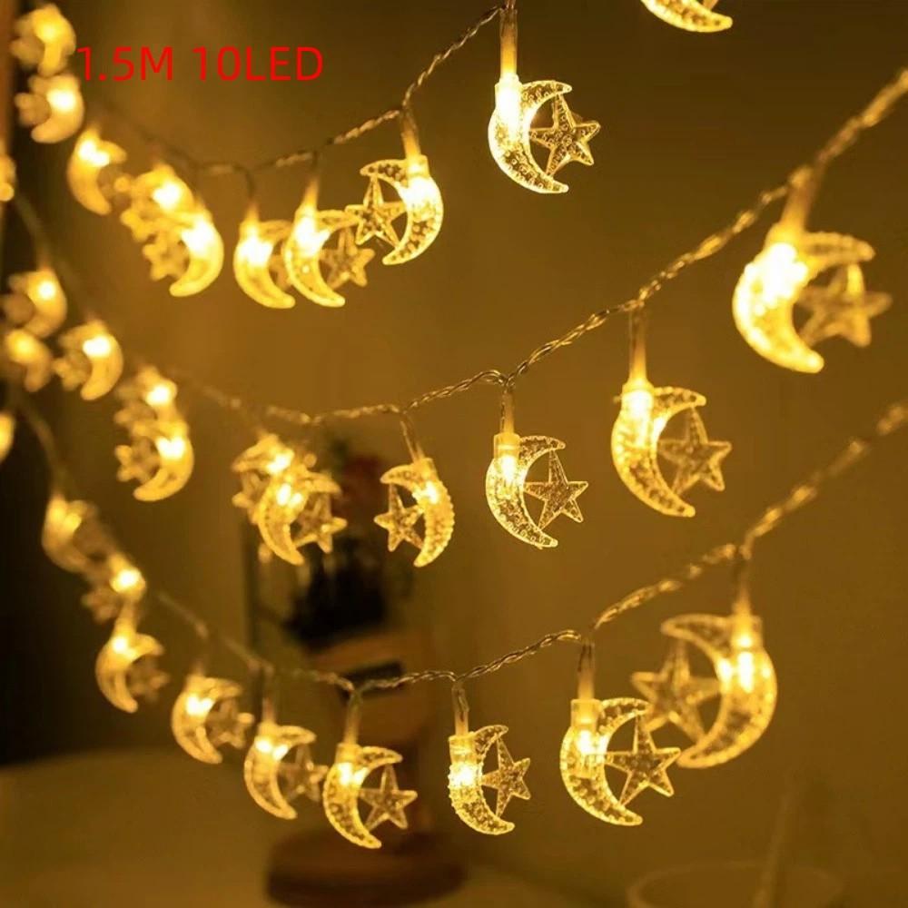 

10 LED Islamic Muslim Light String 1.5 M Moon Star Castle Lantern Ramadan String Light Bedroom Style E