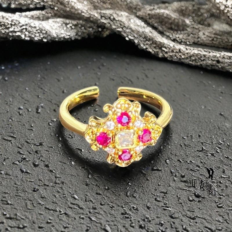French Retro High-End Gourd Open Ring Zircon Butterfly Flower Niche Design Personalized Accessories