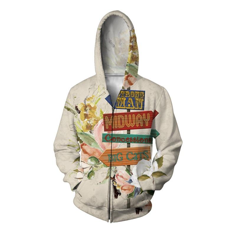 Fox Flower Leaf Hoodie For Men Vintage Statue Graphic Sweatshirts Casual Comfortable Hooded Loose Zipper Pullovers