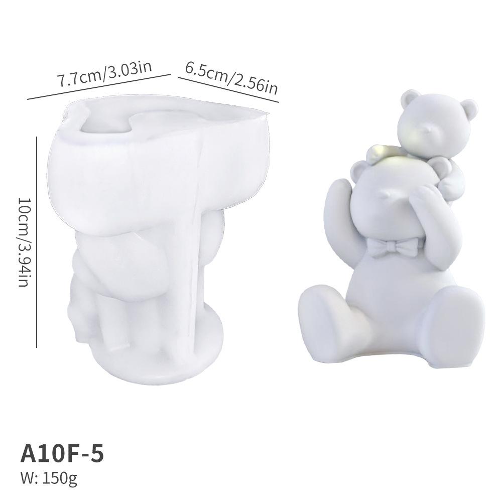 DIY New Cartoon Bear Candle Silicone Mold Bear Dad Bear Mom Aromatherapy Gypsum Pendant Cake Baking Tool Birthday Party Gift