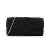 Pleated Ruffle Women's Crossbody Evening Clutch Handbag with Chain