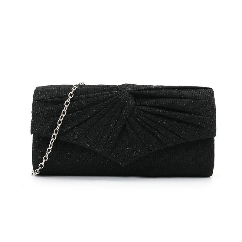 Pleated Ruffle Women's Crossbody Evening Clutch Handbag with Chain