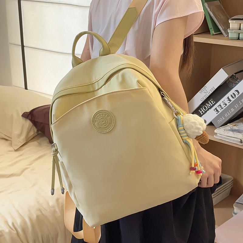 Large Capacity Lightweight Women's Backpack Student Solid Color Schoolbag