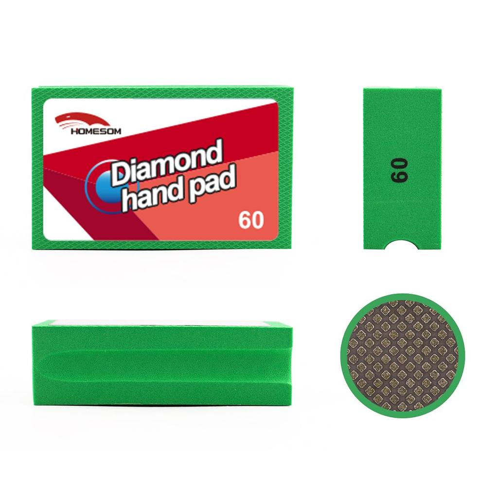 HOMESOM Electroplated Diamond Hand Polishing 60 Grit Glass Grinding Pads for and DIY Hand Tools Pads, Stone, Marble, Ceramic,