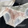 Ladies Summer Light Luxury Satin Pure Sexy Lace Leopard Hollow Mesh Gauze Briefs