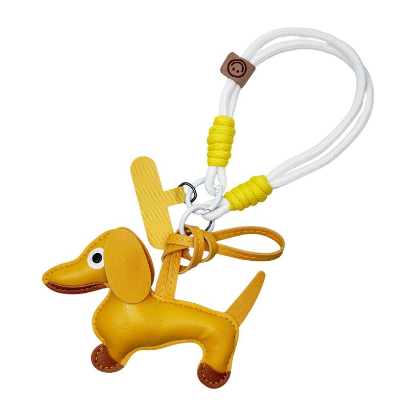 Breloc Piele Teckel Pui & Șnur Telefon