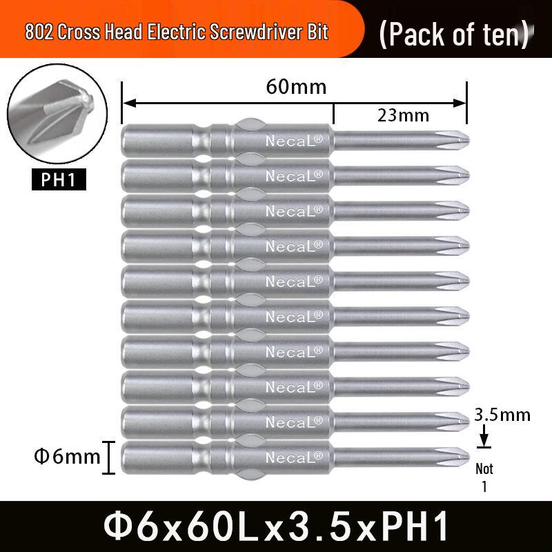 Nigao 802 Magnetic S2 Steel Electric Screwdriver Bit, 6mm, 60/80mm Length