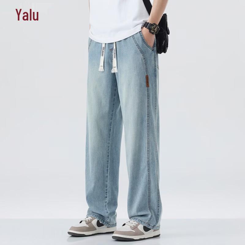 Yalu Men s Summer Tencel Loose Straight Jeans M