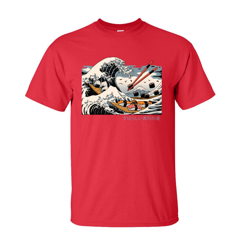 Men TShirt Great Waves Nara Tops Shirt All Cotton ONeck Short Sleeve Japan Sushi Printed Tee Shirt Mother Day Gift Top Quality