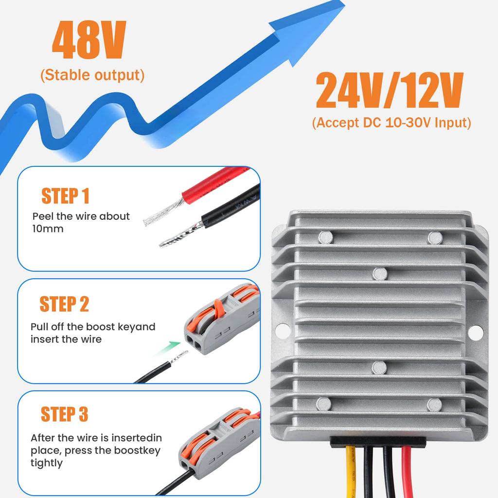 YBBOTT 5A 240W DC 12V To 48V Power Power Converter for Golf and Automotive DC/DC Converter, Boost, Converter, Converter, Carts, Forklifts,