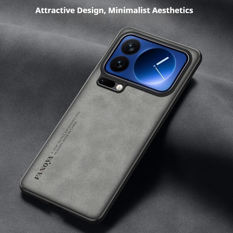 Frosted PU-Leather Funda for Xiaomi 17 Pro Max 17Pro Case Matte Anti-Shock Hard Plastic Skin Shockproof Back Cover