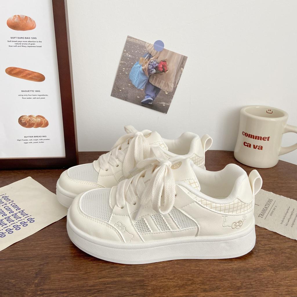 Transparent net little white shoes platform summer new niche design versatile sports student board shoes