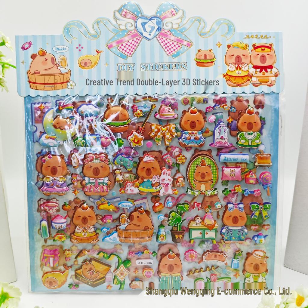 Labubu 3D Cartoon Double-Layer Bubble Stickers: Fun Foam Stickers for Kids' Rewards