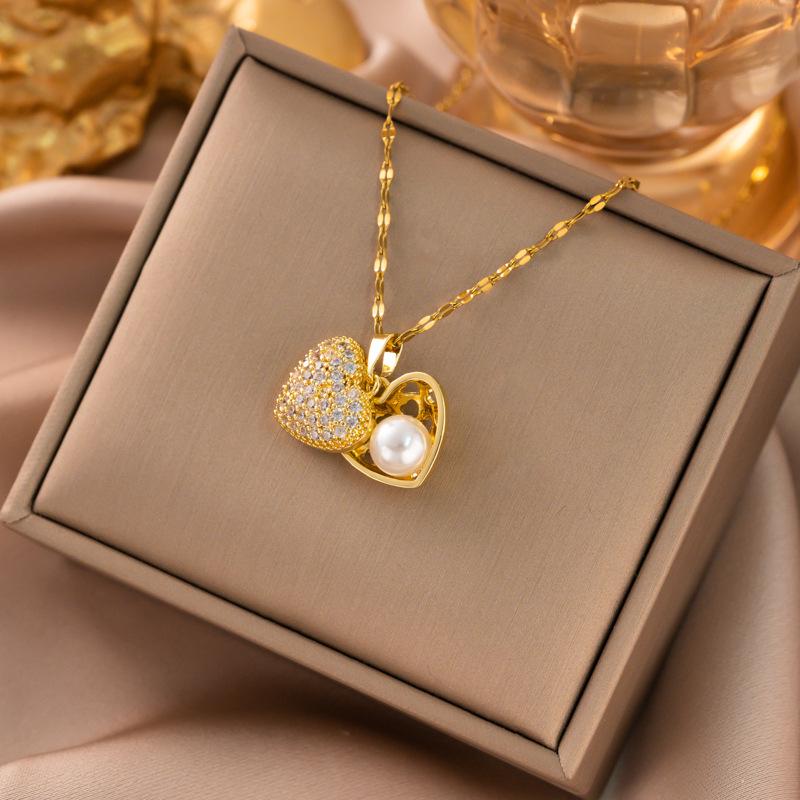 Exquisite Micro-Inlaid Full Diamond Real Gold Titanium Steel Necklace - Women's Luxury Clavicle Chain