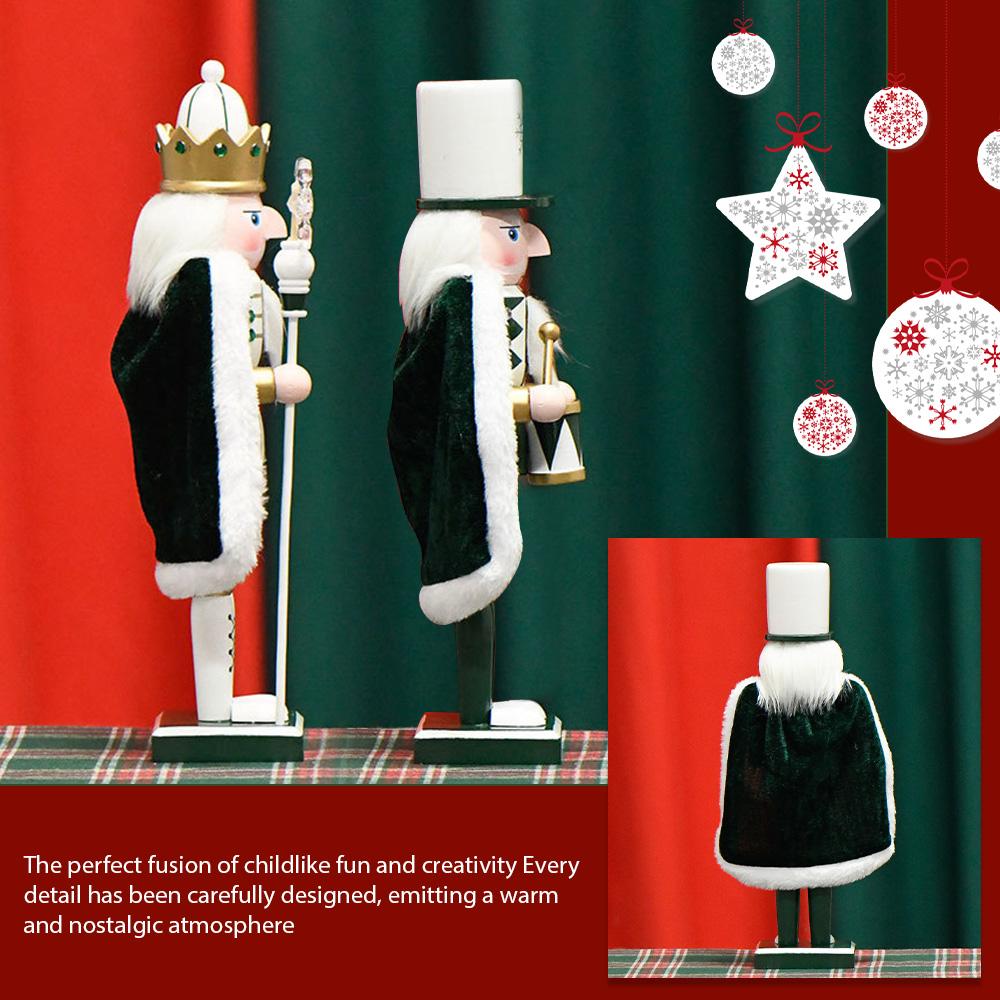 30CM Nutcracker snowflake cape soldier snow-white puppet  wooden Nutcracker statue doll Christmas New Year gift decoration