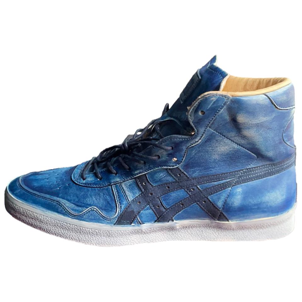ONITSUKA TIGER Fabre Nippon Comfortable Versatile Non-Slip Durable High-Top Casual Shoes Men Sneakers Blue TH7T2L