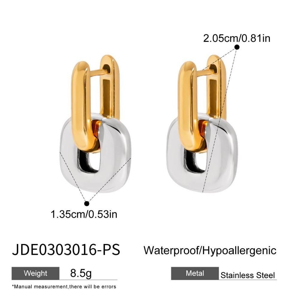 Oval Shape Gold Plating Earrings Copper Base U-Shaped Earrings Drop Earrings  Patchwork Design