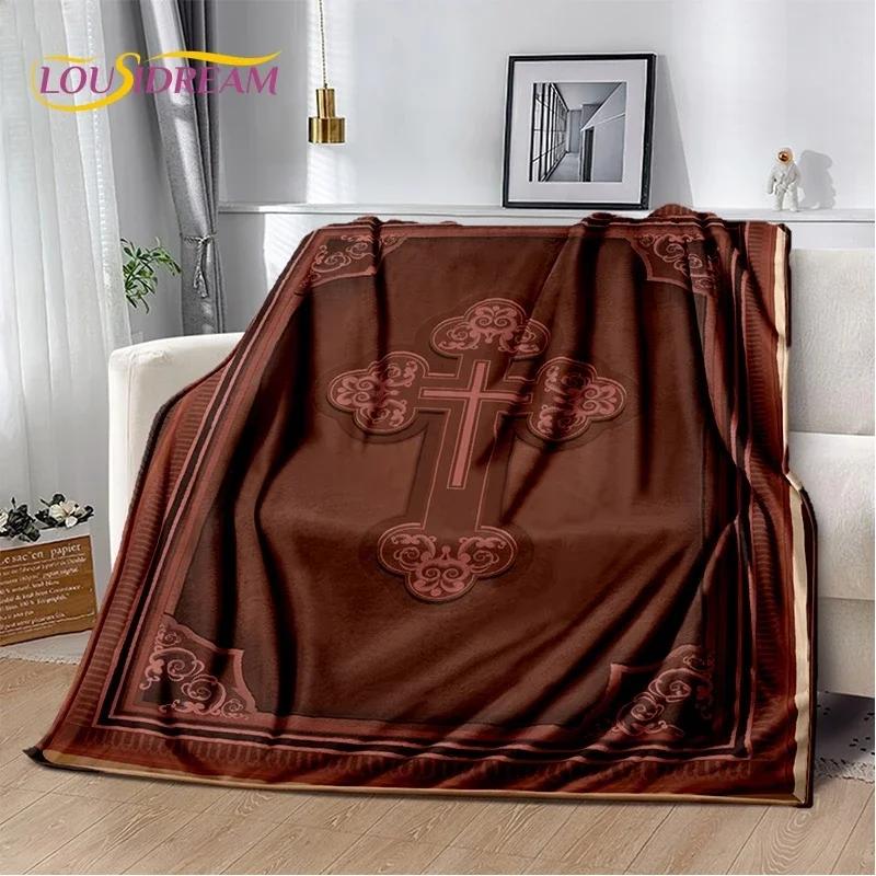Couverture douce en flanelle 3D Priez Sainte Bible Croix Jésus pour Lit Chambre Canapé Pique-nique, Couverture à jeter pour Couverture Extérieur Loisirs Sieste Cadeau