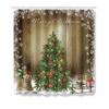 4pcs Shower Christmas Curtain Toilet Cushion Set Cover Mat Pad Rug Xmas Bathroom