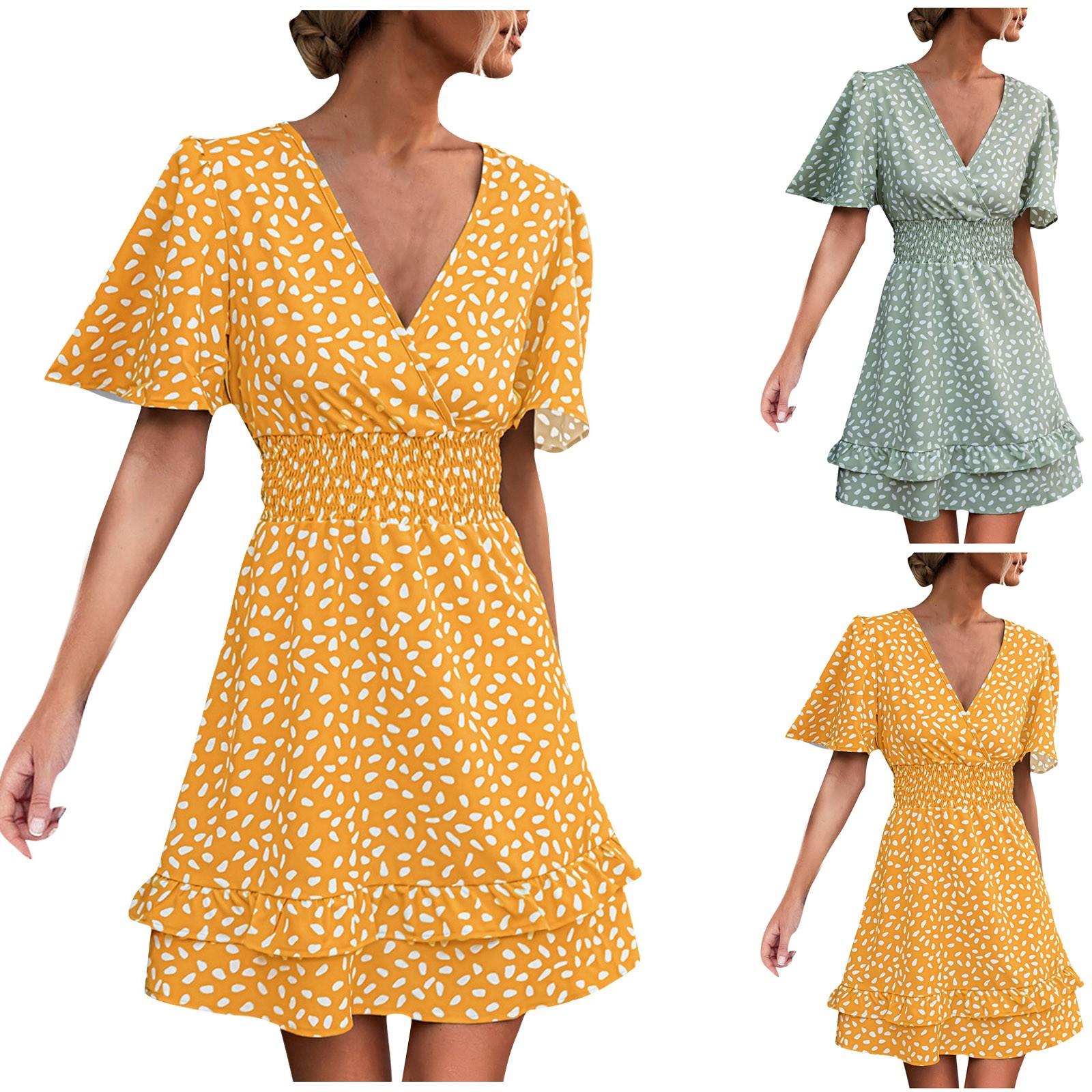 

Женское весеннее и летнее сексуальное платье с v-образным вырезом и короткими рукавами