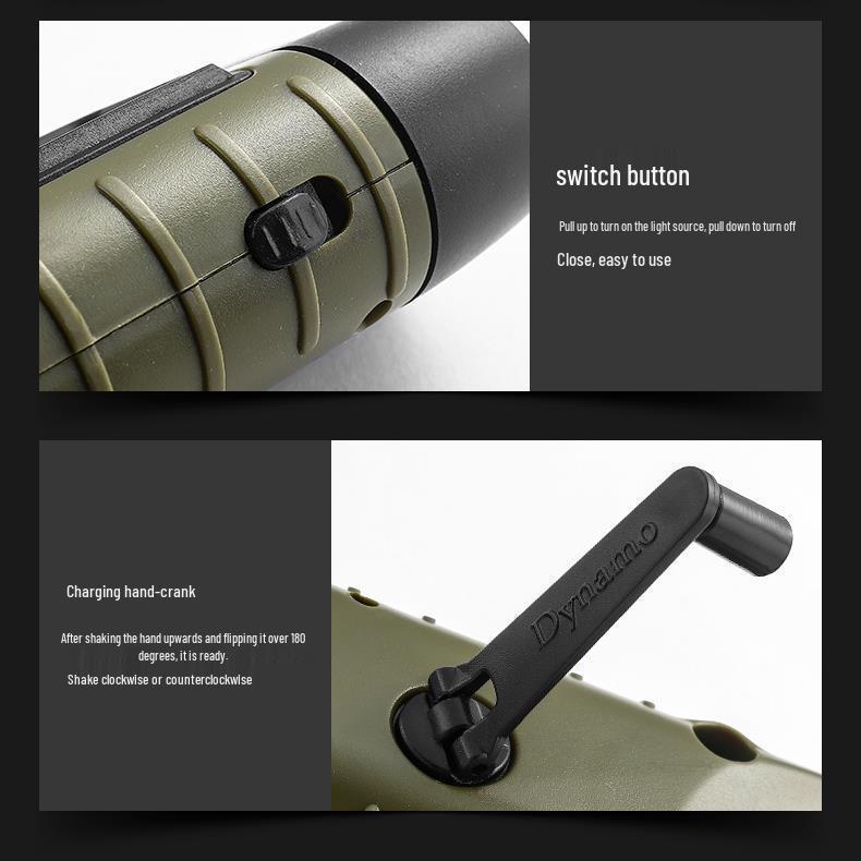 Multifunctional Solar Hand-Crank LED Flashlight & Power Supply for Camping and Emergencies