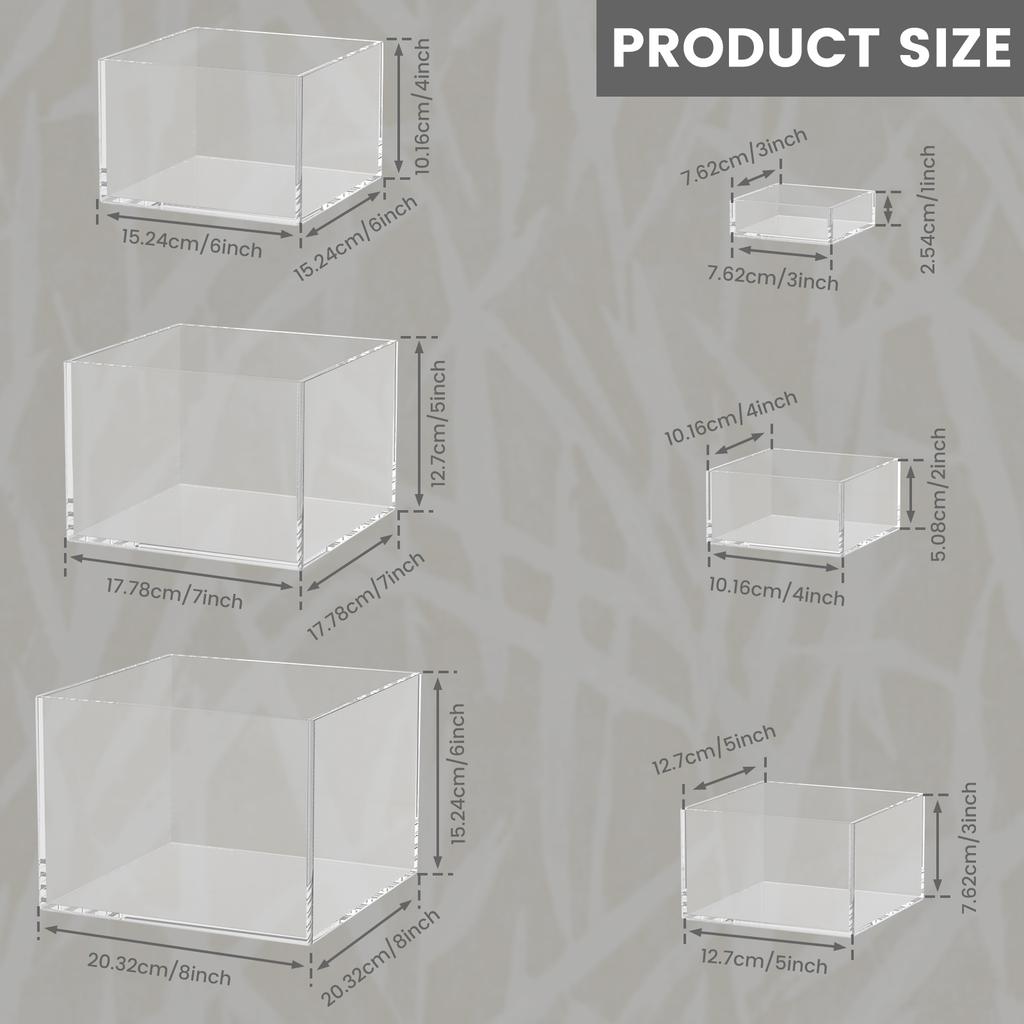 6PCS/Set Buffet Risers Stackable Buffet Stands Reusable Food Stands Acrylic Box 6 Different Sizes Acrylic Box with Hollow Bottom