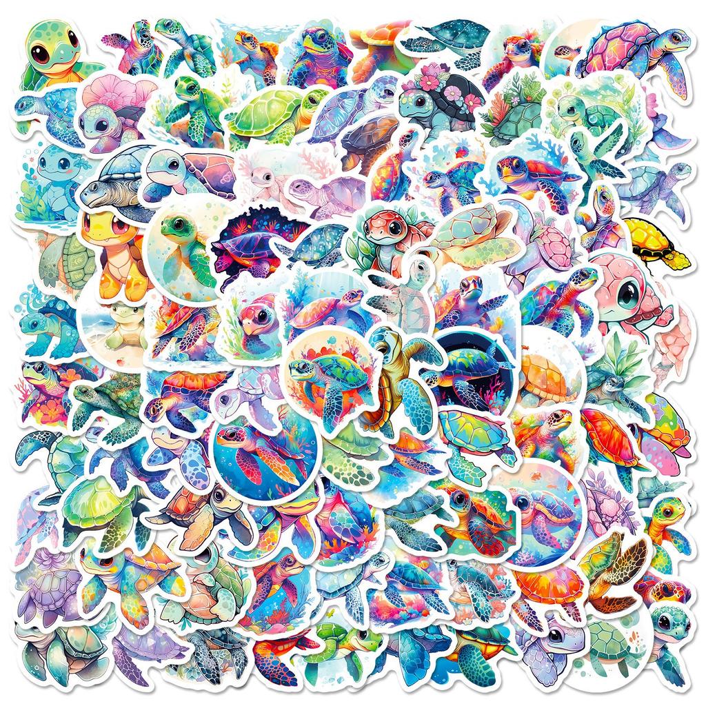 100 Stickers of Magic Turtle Graffiti Stickers New Style Flat Colorful Ocean Turtle Personality Graffiti Stickers 4 Pictures