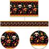 Horror Halloween Skull Table Runner Ethnic Mexico Flower Table Runner Day of The Dead Kitchen Dining Tablecloth Table