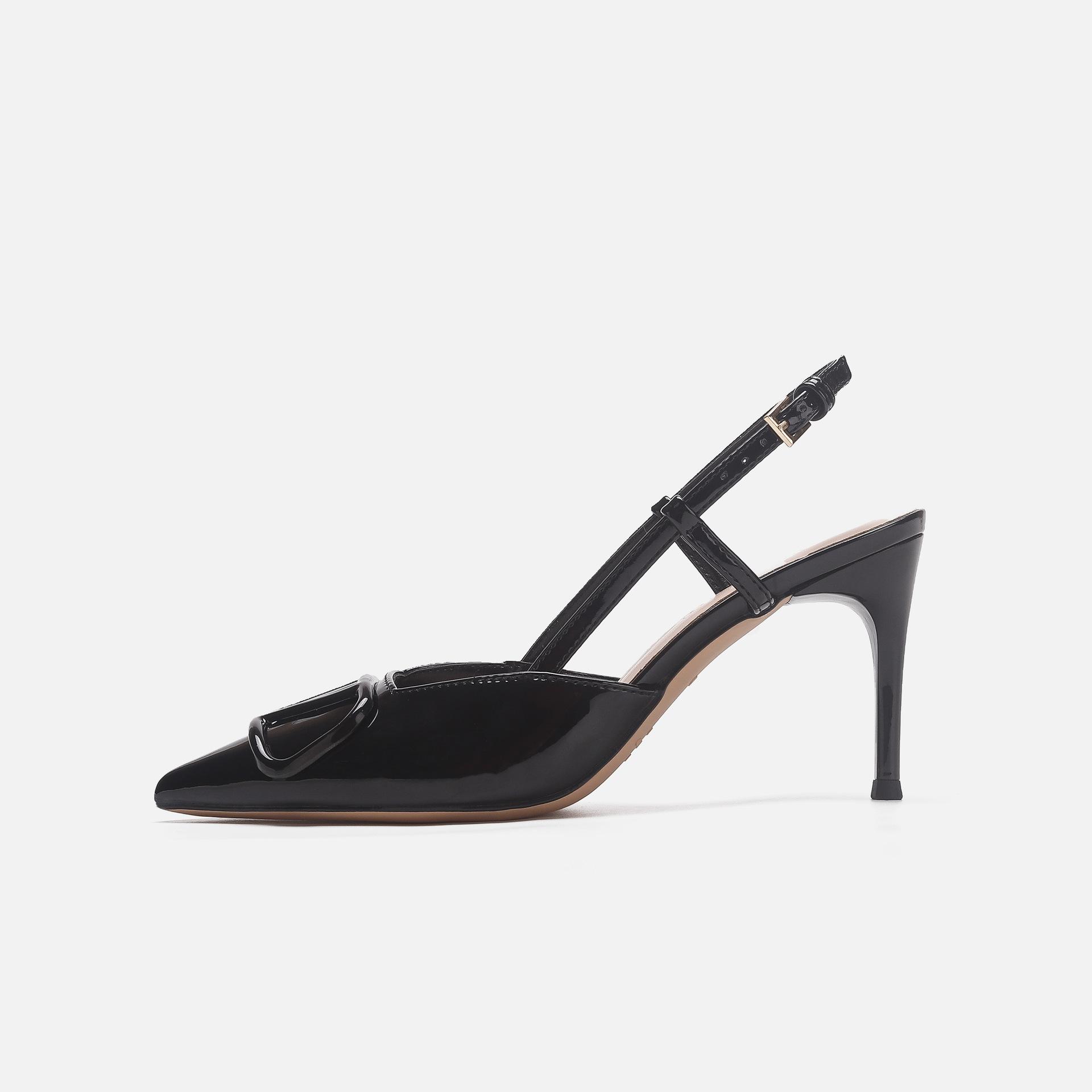 

Баотоу остроносые туфли на высоком каблуке женские тонкие каблуки пустые сандалии телесные высококлассные одинарные туфли 40