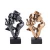 Abstract Kissing Couple Face Sculpture Novelty Kissing Lover Statue for Bedroom Bookshelf Fireplace Holiday Valentine Day Gift