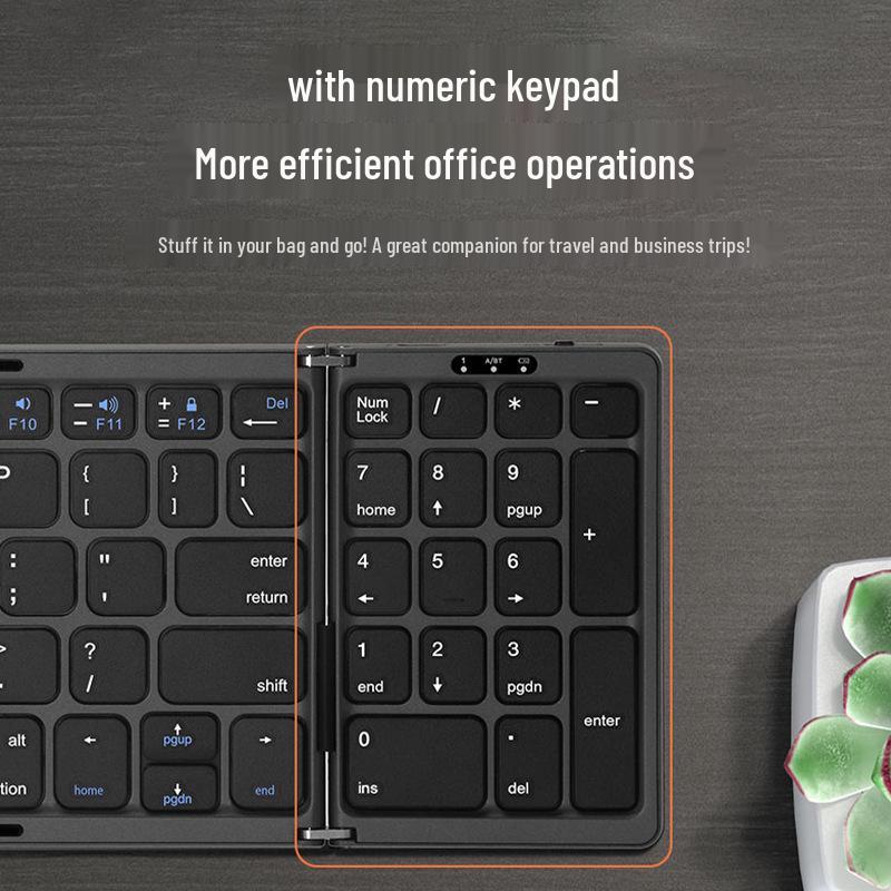 Foldable Bluetooth Keyboard: Compact, Silent, Ideal for Business Travel with Phones, Tablets, & Office Use.