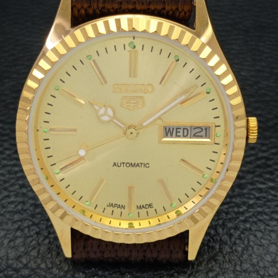 CEAS SEIKO 5 AUTO 6309A BĂRBĂTESC JAPONEZ VINTAGE, RECONDIȚIONAT, CU CADRAN AURIT, A425917-2
