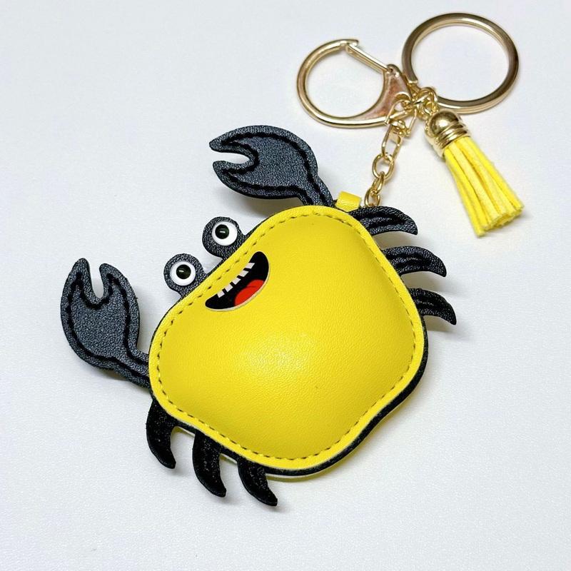1 Pcs Simple And Fashionable Leather Crab Car Keychain Bag Creative Headphone Bag Pendant Accessories