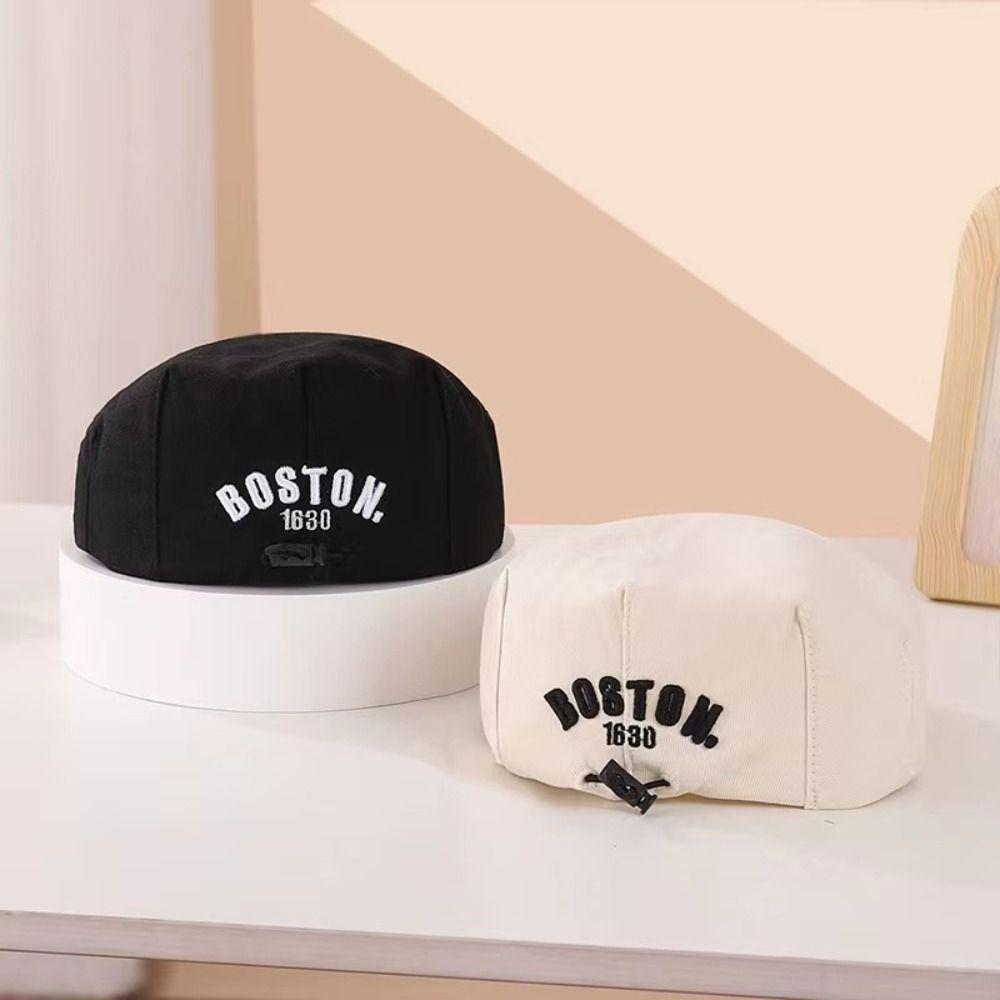 Letter Embroidered Duck Tongue Cap Retro Denim Peaked Caps Fashion Beret Hat  for Kids