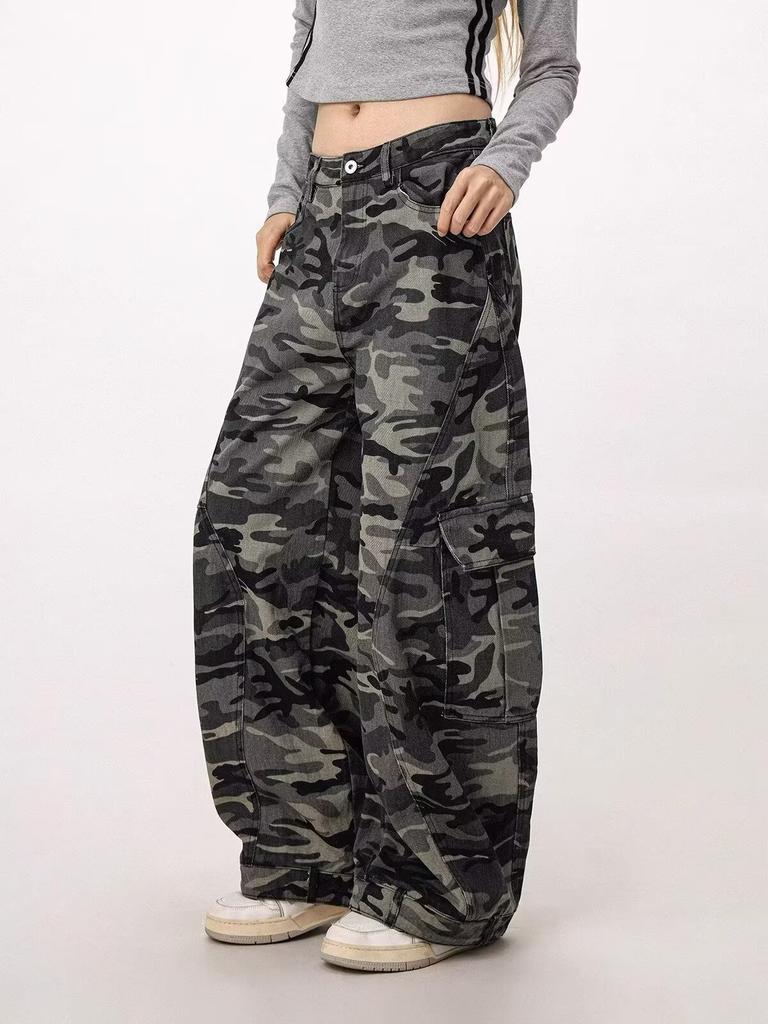 Autumn Women Jeans High Waist Vintage 2000s Straight Baggy Y2K Denim Pants Hip Hop American Wide Leg Denim Trouser