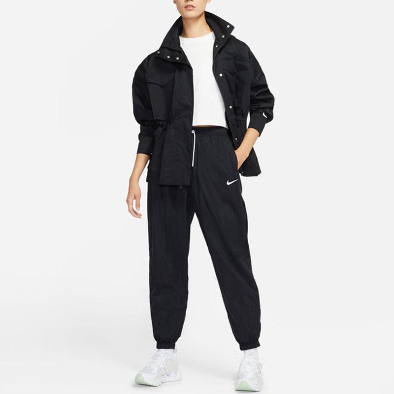 Nike Sw Collection Essentials M65 Outdoor Casual Multi-Pocket Loose Fit Waist-Adjustable Stand Collar Jacket Women Jacket Black DD5986-010